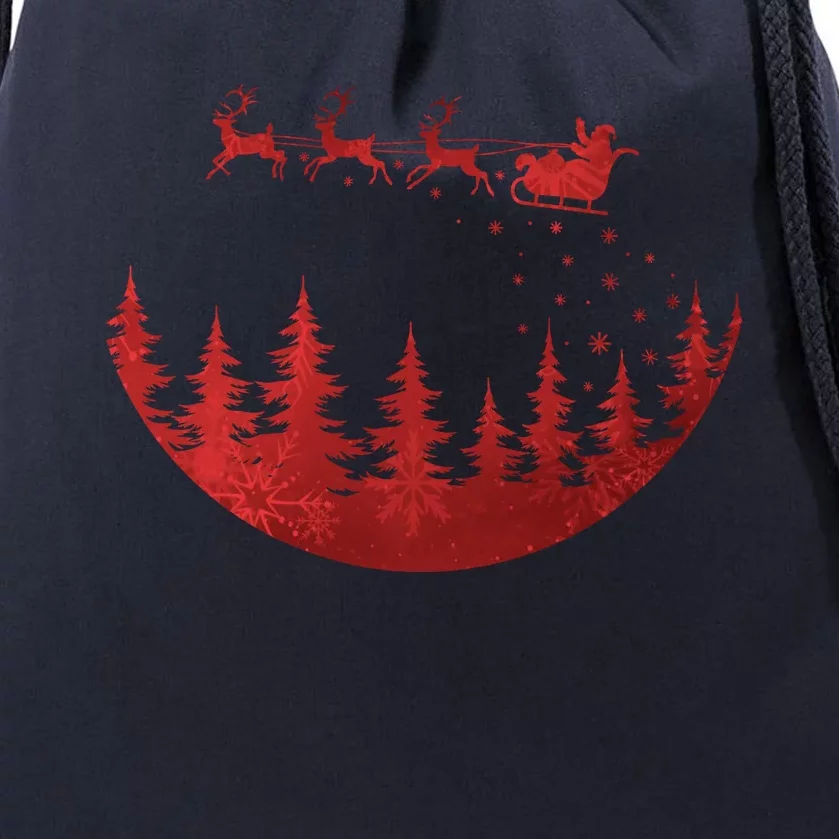 Santa Reindeer Christmas Festive Drawstring Bag