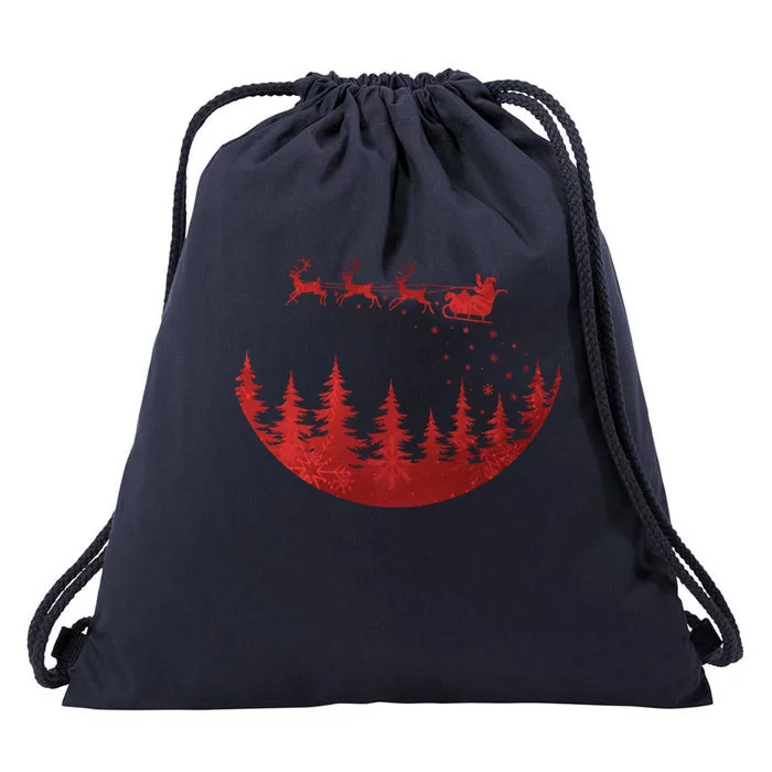 Santa Reindeer Christmas Festive Drawstring Bag