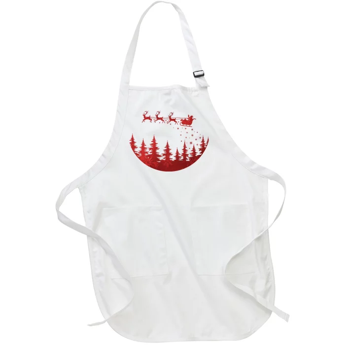 Santa Reindeer Christmas Festive Full-Length Apron With Pocket