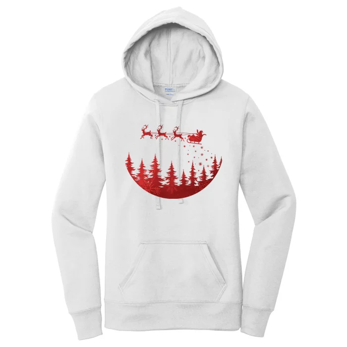 Santa Reindeer Christmas Festive Women's Pullover Hoodie