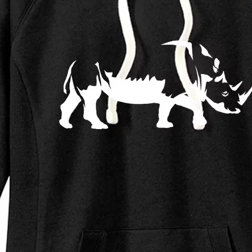 Simple Rhino Cut Out Silhouette Women's Fleece Hoodie