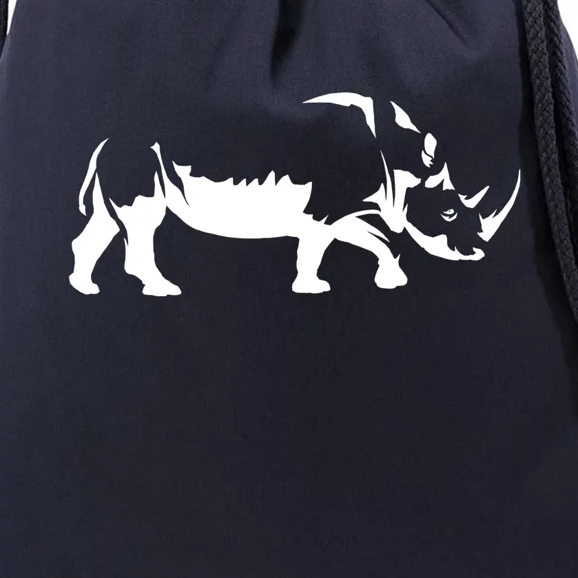 Simple Rhino Cut Out Silhouette Drawstring Bag