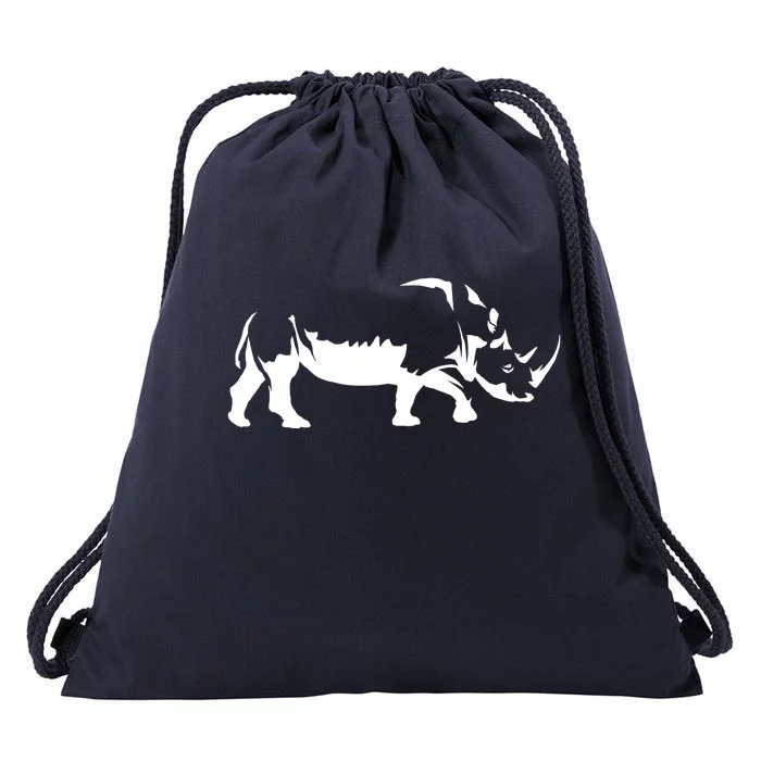 Simple Rhino Cut Out Silhouette Drawstring Bag