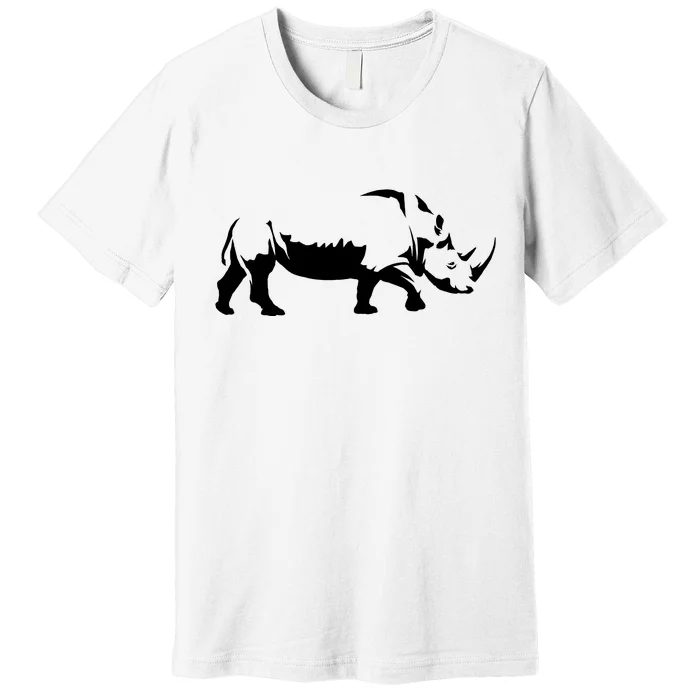 Simple Rhino Cut Out Silhouette Premium T-Shirt