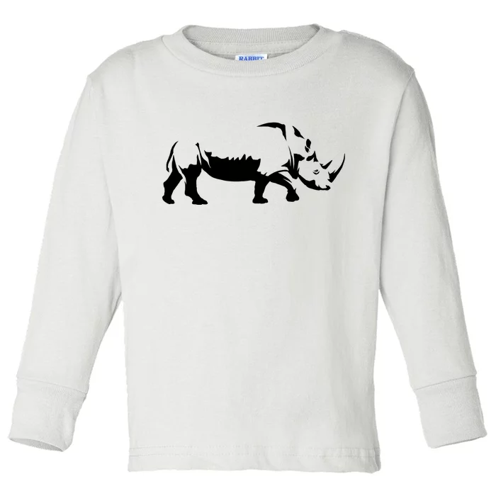 Simple Rhino Cut Out Silhouette Toddler Long Sleeve Shirt