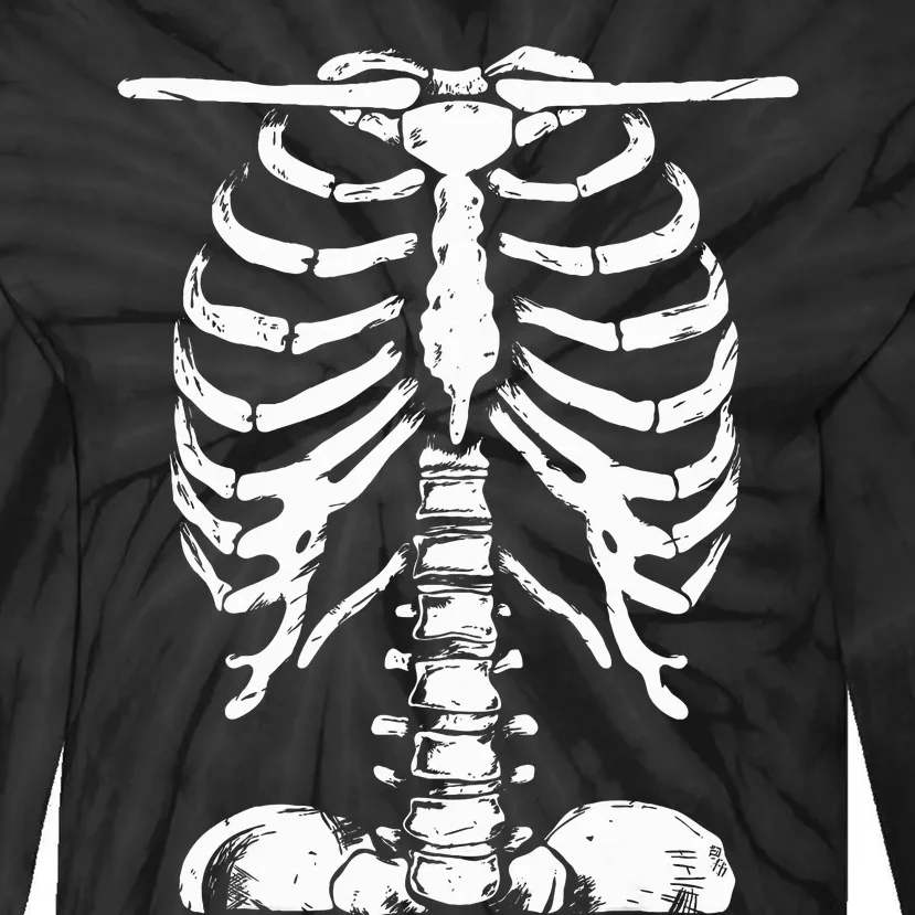 Skeleton Rib Cage Women Halloween Costume Skeleton Tie-Dye Long Sleeve Shirt