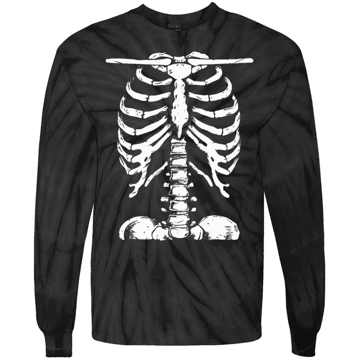 Skeleton Rib Cage Women Halloween Costume Skeleton Tie-Dye Long Sleeve Shirt