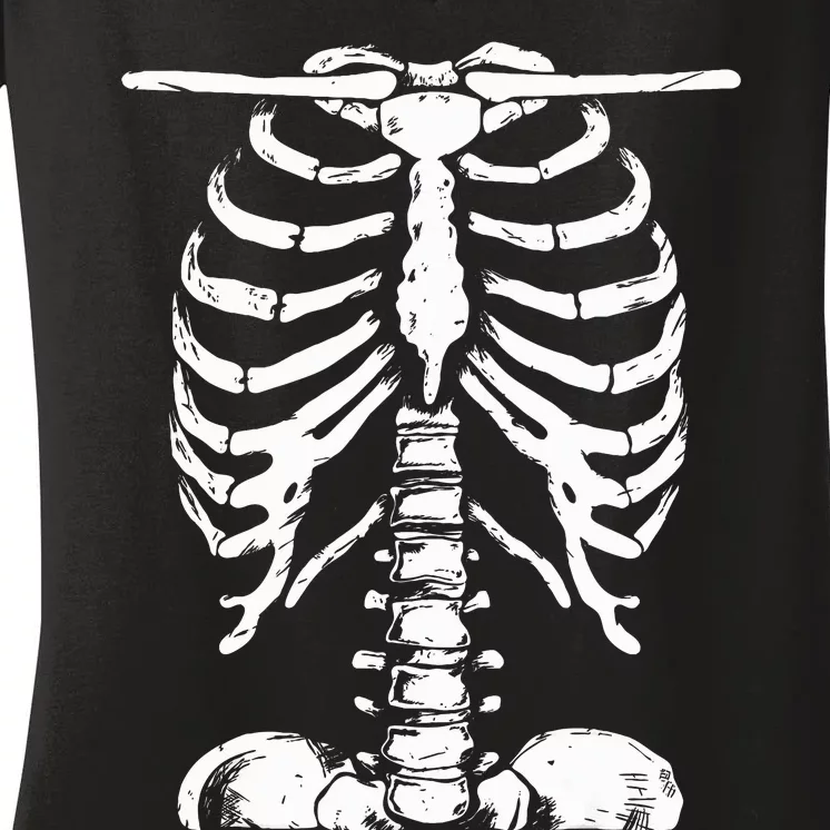 Skeleton Rib Cage Women Halloween Costume Skeleton Women's V-Neck T-Shirt