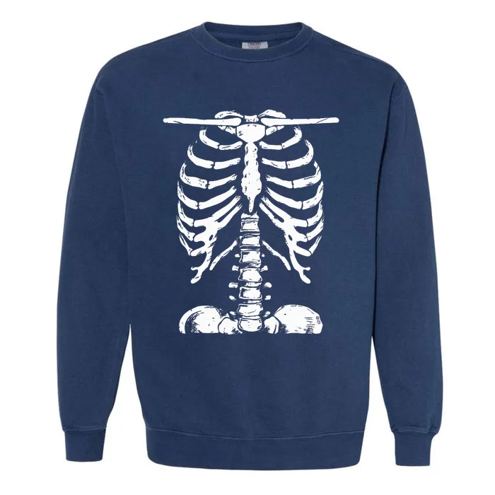 Skeleton Rib Cage Women Halloween Costume Skeleton Garment-Dyed Sweatshirt