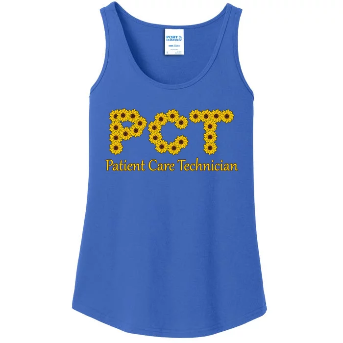 Sunflowers Retro Chic Letters Pct Patient Care Technician Gift Ladies Essential Tank