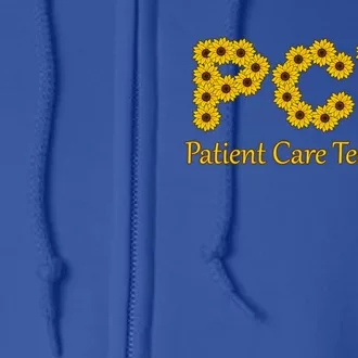 Sunflowers Retro Chic Letters Pct Patient Care Technician Gift Full Zip Hoodie