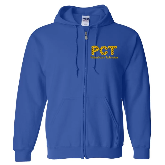 Sunflowers Retro Chic Letters Pct Patient Care Technician Gift Full Zip Hoodie