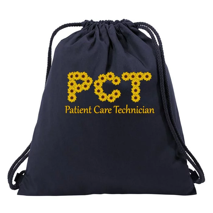 Sunflowers Retro Chic Letters Pct Patient Care Technician Gift Drawstring Bag