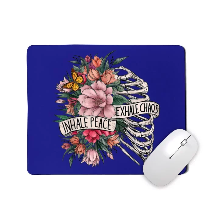 Skeleton Rib Cage Inhale Peace Exhale Chaos Tal Health Gift Mousepad