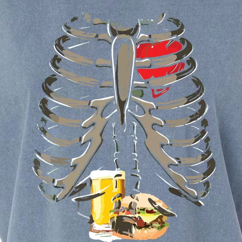 Skeleton Rib Cage Beer Burger Xray Funny Halloween Gift Garment-Dyed Women's Muscle Tee