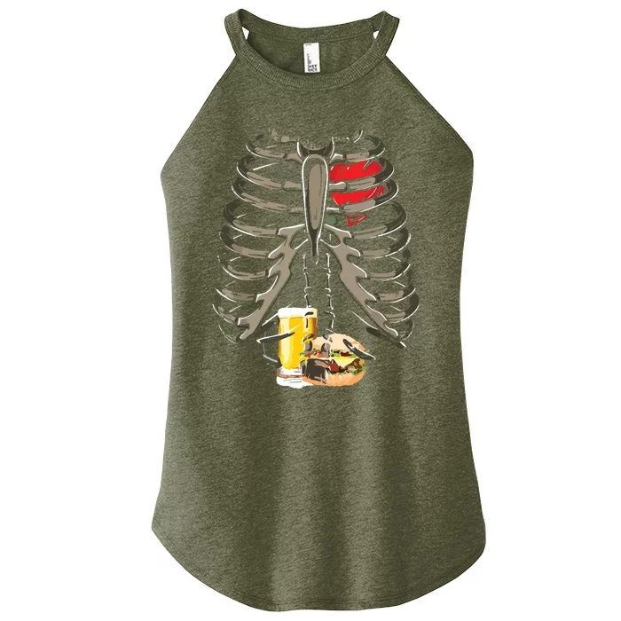 Skeleton Rib Cage Beer Burger Xray Funny Halloween Gift Women’s Perfect Tri Rocker Tank