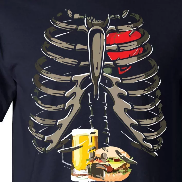 Skeleton Rib Cage Beer Burger Xray Funny Halloween Gift Tall T-Shirt