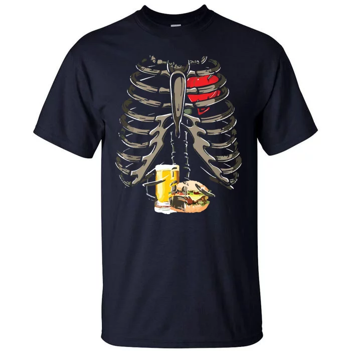 Skeleton Rib Cage Beer Burger Xray Funny Halloween Gift Tall T-Shirt