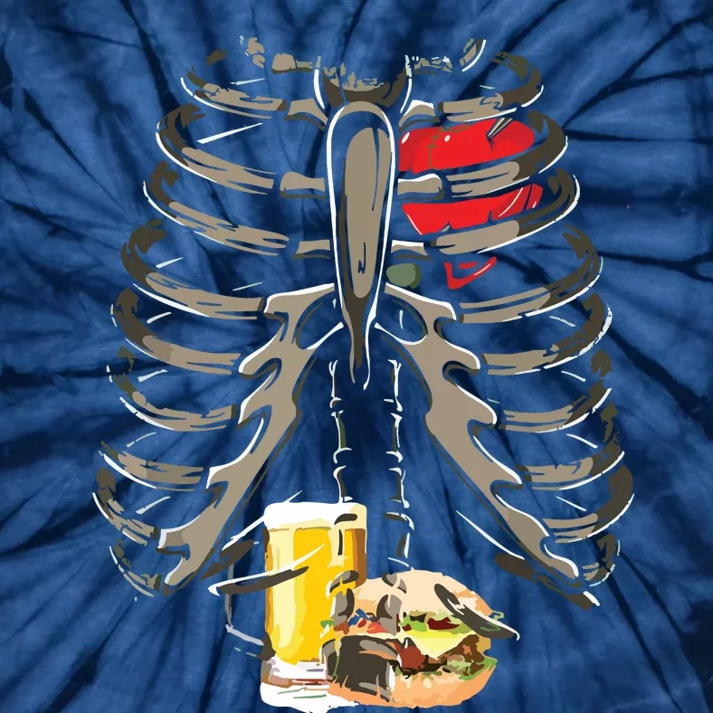 Skeleton Rib Cage Beer Burger Xray Funny Halloween Gift Tie-Dye T-Shirt