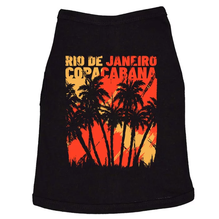 Surfing Retro Copacabana Rio De Janeiro Surf Beach Gift Doggie Tank