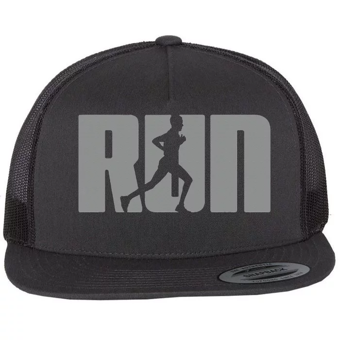 Silhouette Run Design for Runner Marathon Graphic Running Flat Bill Trucker Hat