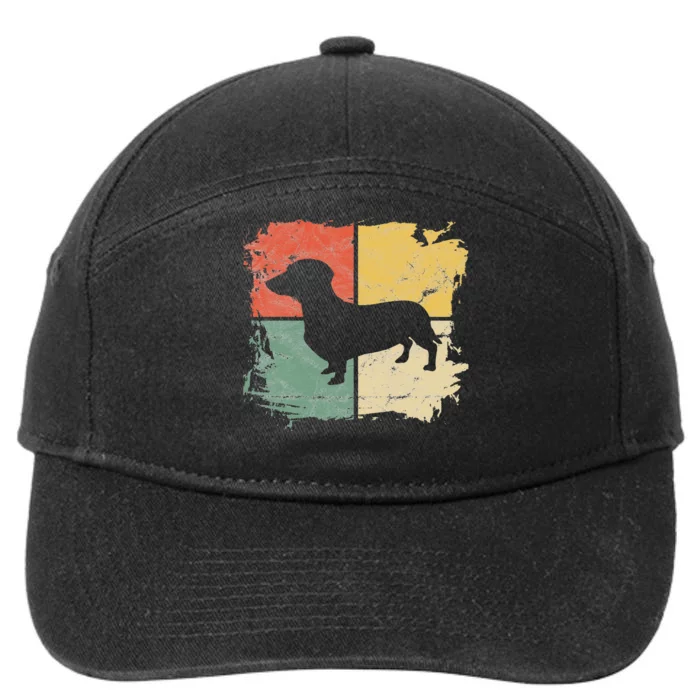 Square Retro Dachshund Owner Gift Dog Parent Dad Doxie Mom 7-Panel Snapback Hat