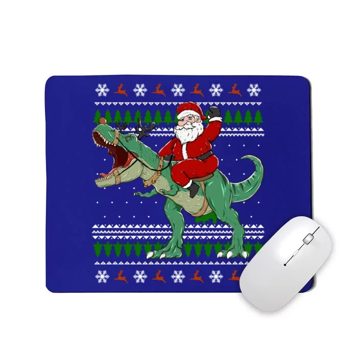 Santa Riding Dino Funny Christmas Ugly Sweater Gift Mousepad