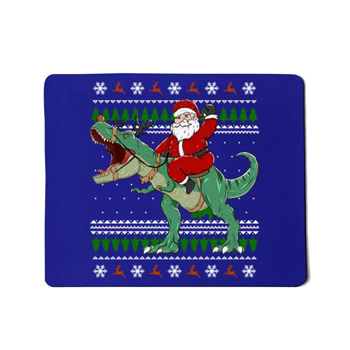 Santa Riding Dino Funny Christmas Ugly Sweater Gift Mousepad