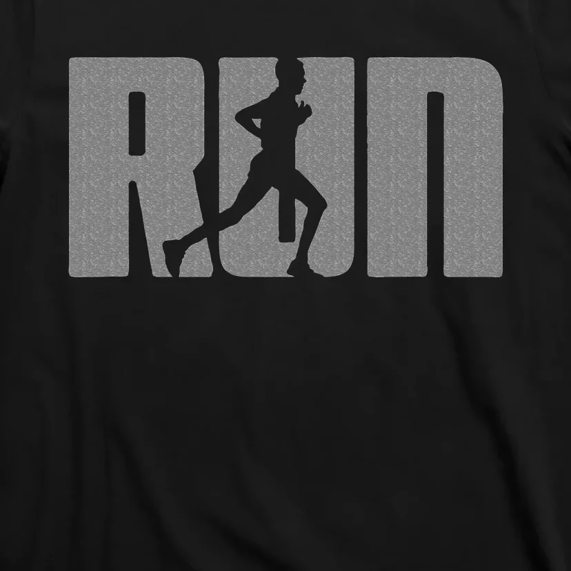 Silhouette Run Design For Runner Marathon Graphic Running T-Shirt