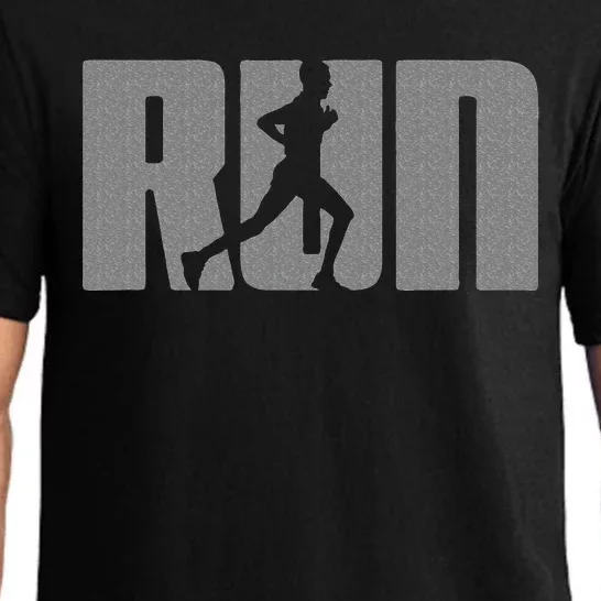 Silhouette Run Design For Runner Marathon Graphic Running Pajama Set