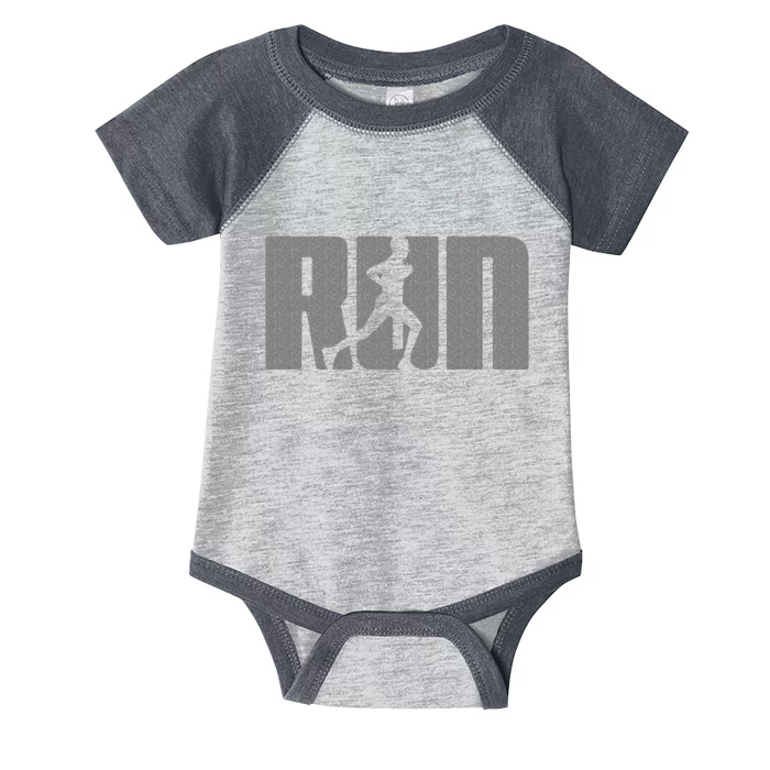 Silhouette Run Design For Runner Marathon Graphic Running Infant Baby Jersey Bodysuit