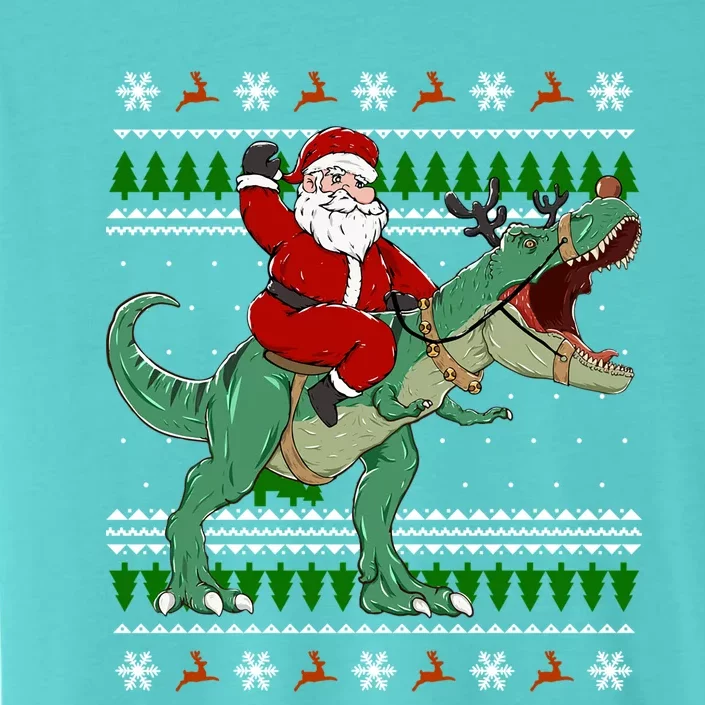 Santa Riding Dino Funny Christmas Ugly Sweater Great Gift ChromaSoft Performance T-Shirt