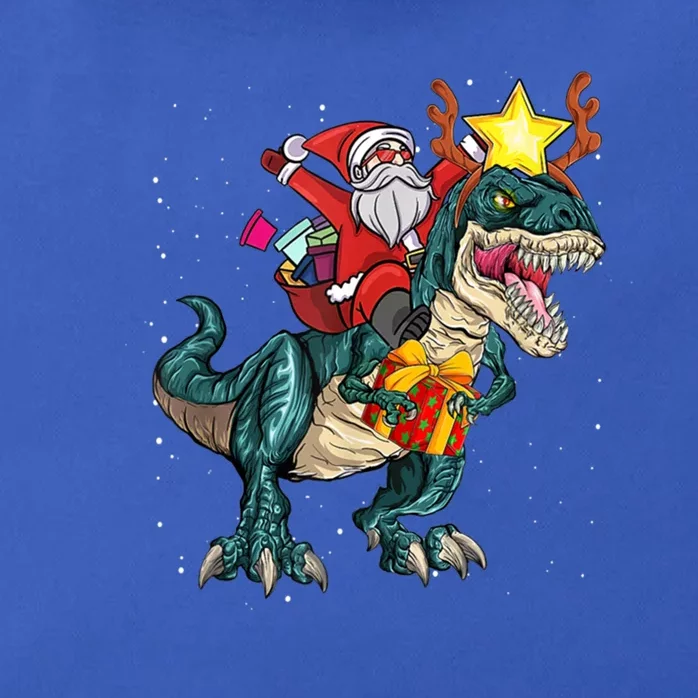 Santa Riding Dinosaur T Rex Christmas Party Xmas Cool Gift Zip Tote Bag