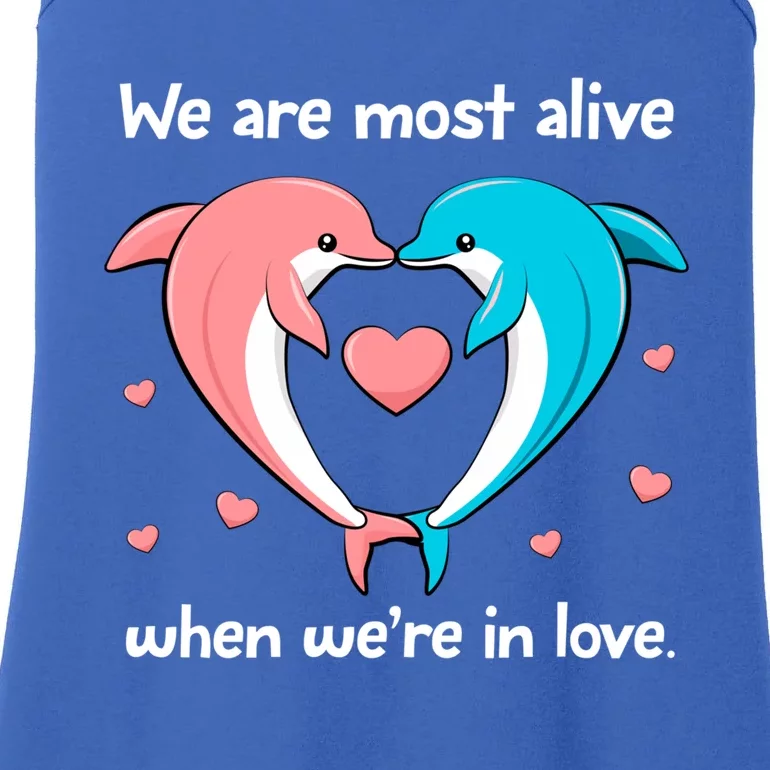 Sweet Rotic Dolphin In Love Happy Valentine's Day Gift Ladies Essential Tank