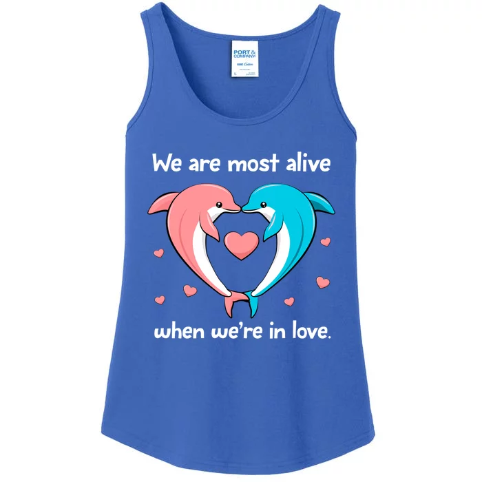 Sweet Rotic Dolphin In Love Happy Valentine's Day Gift Ladies Essential Tank