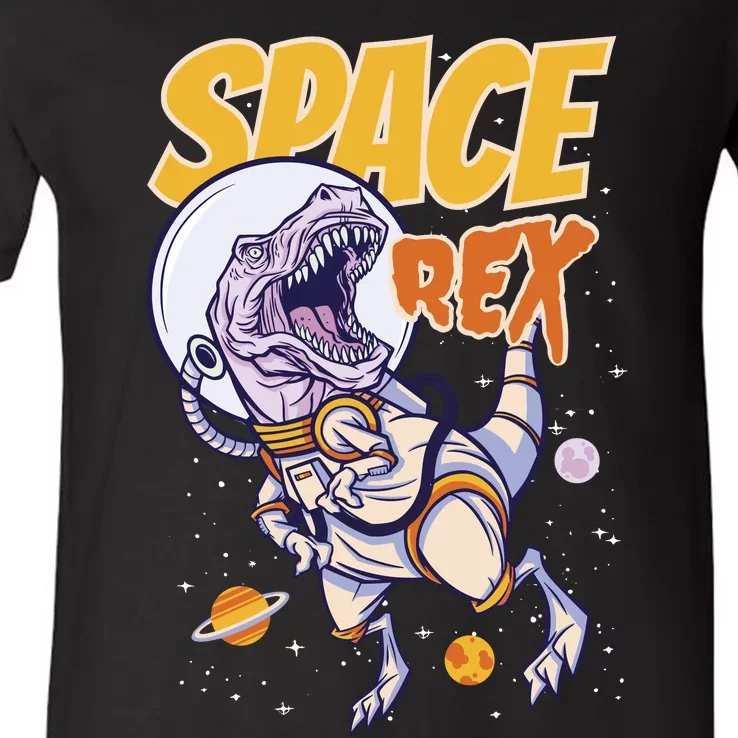 Space Rex Dinosaur Galaxy V-Neck T-Shirt