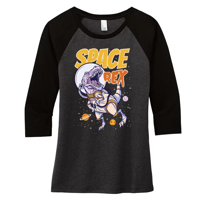 Space Rex Dinosaur Galaxy Women's Tri-Blend 3/4-Sleeve Raglan Shirt