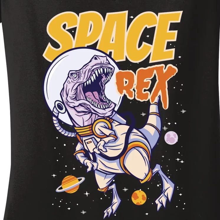 Space Rex Dinosaur Galaxy Women's V-Neck T-Shirt