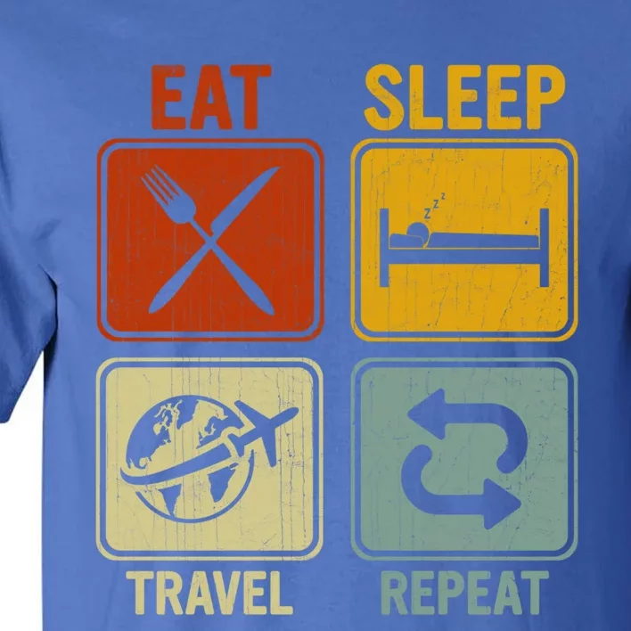 Sarcastic Retro Design For Traveler Eat Sleep Travel Repeat Gift Tall T-Shirt