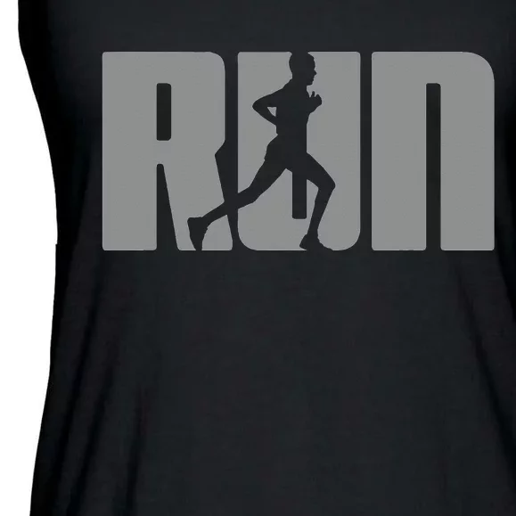 Silhouette Run Design for Runner Marathon Graphic Running Ladies Essential Flowy Tank