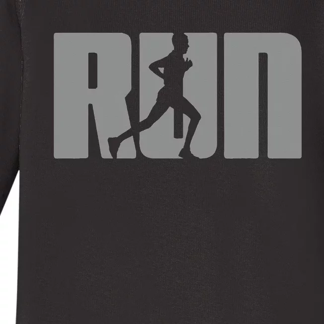 Silhouette Run Design for Runner Marathon Graphic Running Baby Long Sleeve Bodysuit