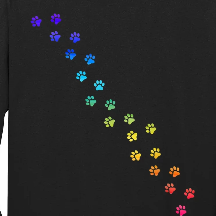 S Rainbow Dog Paws For Dog Lovers And Dog Lovers Vneck Tall Long Sleeve T-Shirt