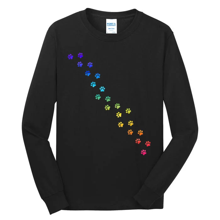 S Rainbow Dog Paws For Dog Lovers And Dog Lovers Vneck Tall Long Sleeve T-Shirt