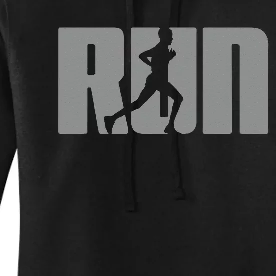 Silhouette Run Design For Runner Marathon Graphic Running Women's Pullover Hoodie