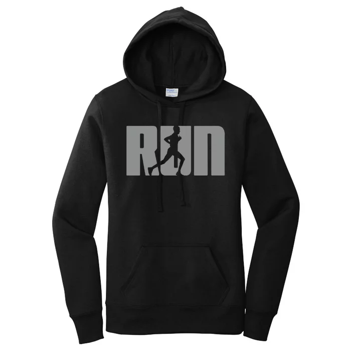 Silhouette Run Design For Runner Marathon Graphic Running Women's Pullover Hoodie