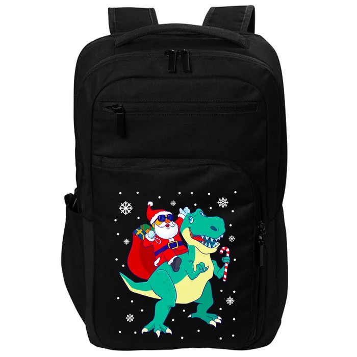 Santa Riding Dinosaur Christmas T Rex Rawr Boy Gift Impact Tech Backpack