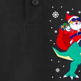 Santa Riding Dinosaur Christmas T Rex Rawr Boy Gift Dry Zone Grid Performance Polo