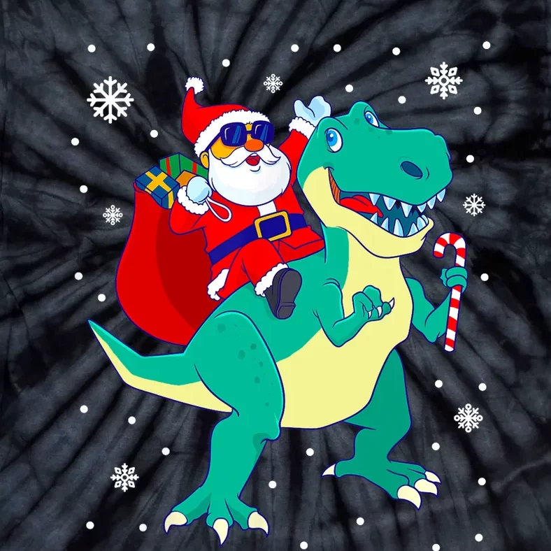 Santa Riding Dinosaur Christmas T Rex Rawr Boy Gift Tie-Dye T-Shirt