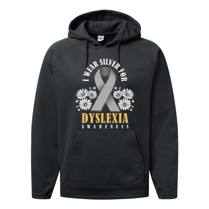 Silver Ribbon Dyslexia Awareness Dyslexia Teacher Dyslexia Performance Fleece Hoodie