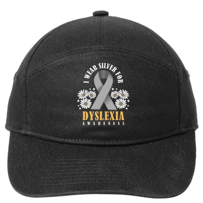 Silver Ribbon Dyslexia Awareness Dyslexia Teacher Dyslexia 7-Panel Snapback Hat